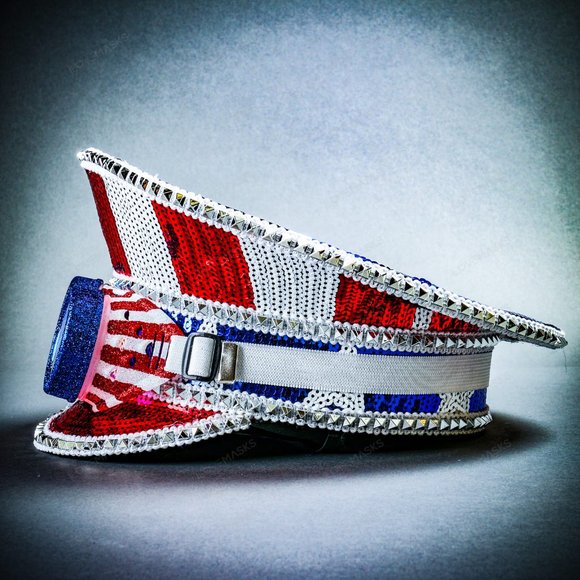 Steampunk USA Flag 4th of July 3D Lens Captain Hat main image 6